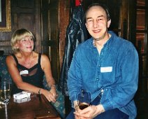 Margaret Glen-Bott Reunion Feb 1999 Glenys Jones admiring the raw beauty of Kevin Marriott. Did he put his shirt on in a hurry and who stuck the name label on one of Glenys' assets?